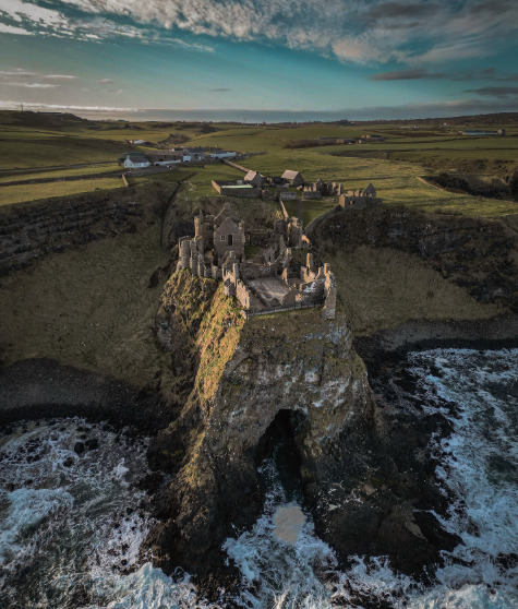 Aerial view of Dunluce Castle ruins